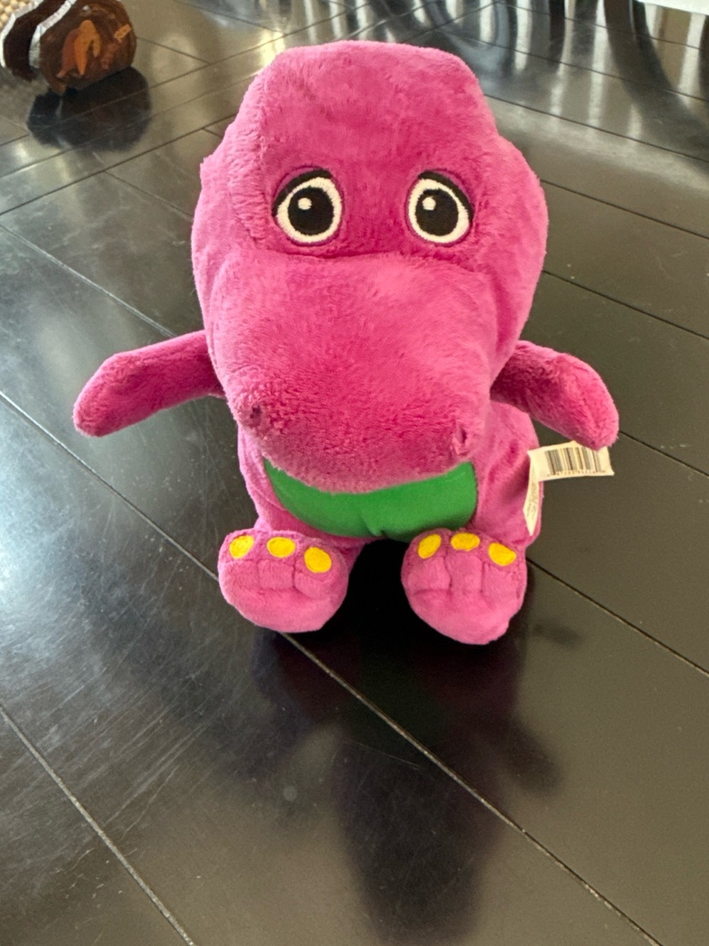 Plush Pink Dino Barney Vintage Stuffed Toy with Green Belly - Kids Plushie